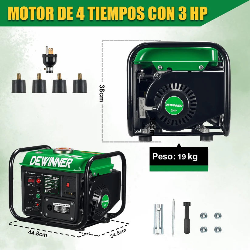 Generador A Gasolina Portatil Electrico 1,000w 2hp 110v Dewinner XX950