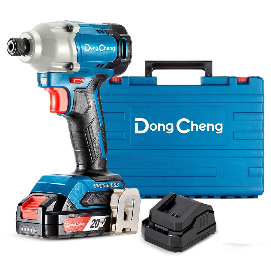 Atornillador De Impacto Inalambrico 1/4" 180Nm Hex 20V Brushless DongCheng DCPL03-14DM