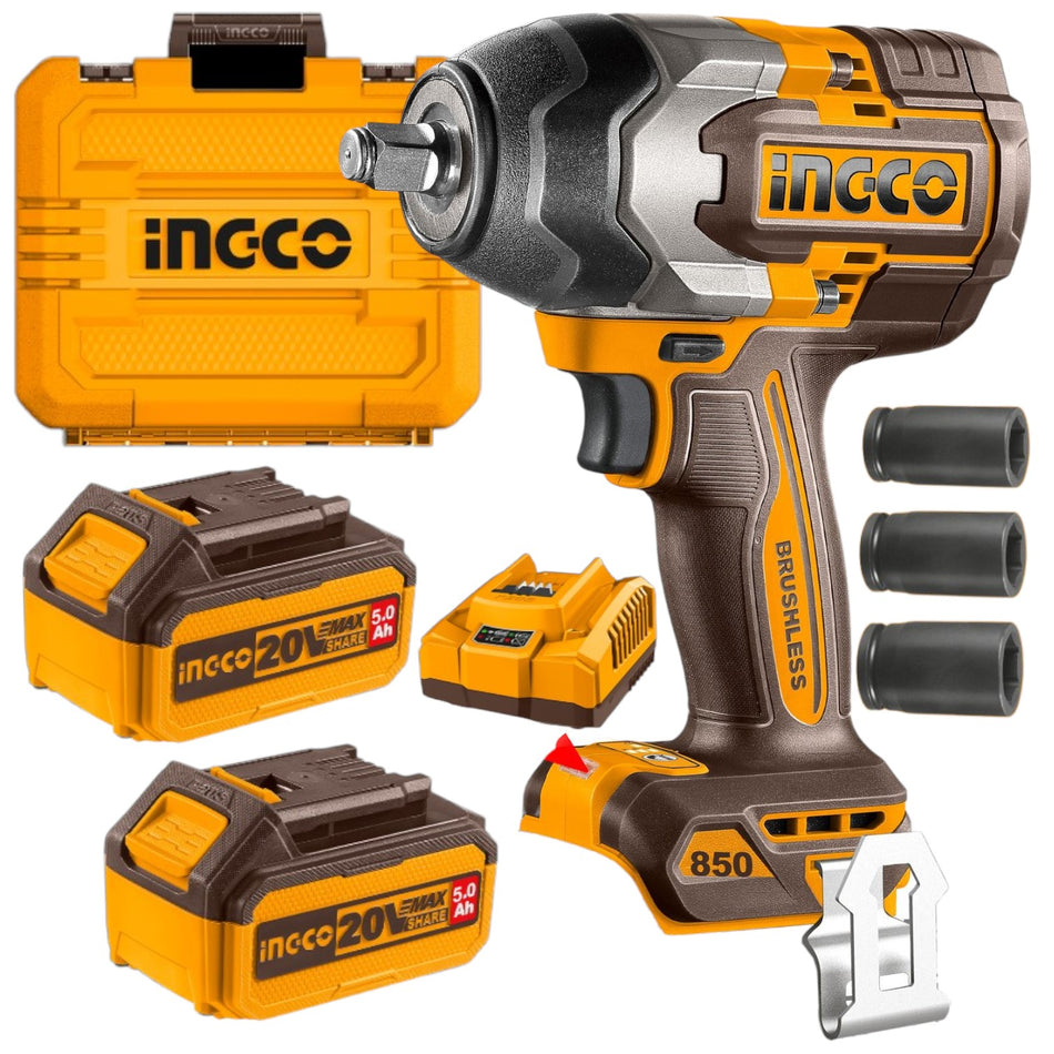 Llave De Impacto Inalambrica 1/2" Ingco UCIWLI2085 850Nm 20V Brushless