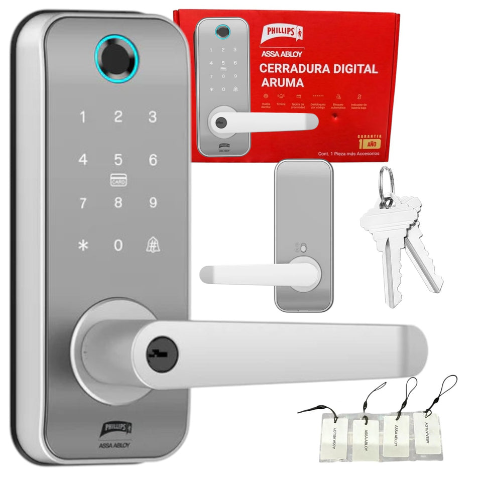 Cerradura Digital Chapa Electrónica Plata Aruma Phillips MX7294