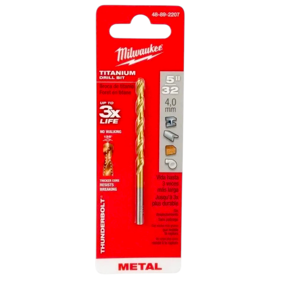 Broca De Titanio 5/32" Thunderbolt Milwaukee 48-89-2207