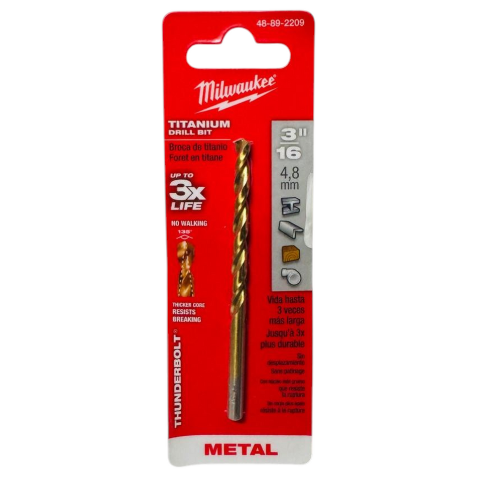Broca De Titanio 3/16" Thunderbolt Milwaukee 48-89-2209
