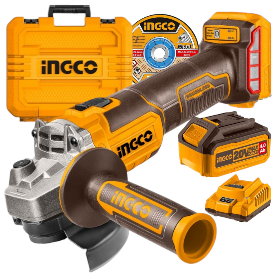 Esmeriladora Inalambrica Ingco UCAGLI2011587 4-1/2" 20V Brushless