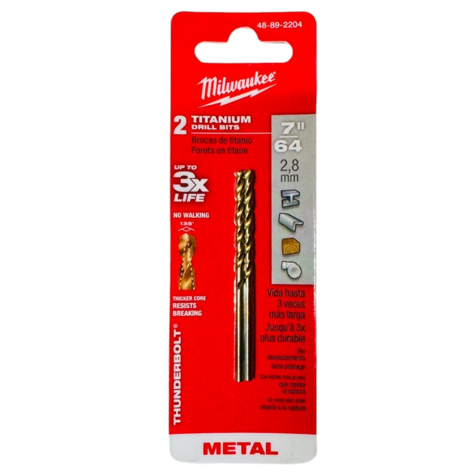 Broca De Titanio 7/64" 2Pz Thunderbolt Milwaukee 48-89-2204