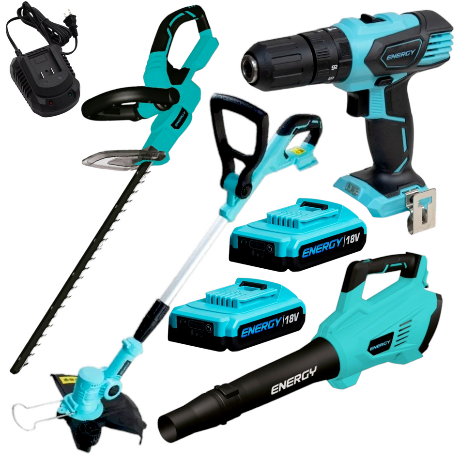 Kit De Jardineria Inalambrico 5Pz Rotomartillo 1/2 + Sopladora + Desbrozadora + Corta Setos Energy TPJ41/18C2