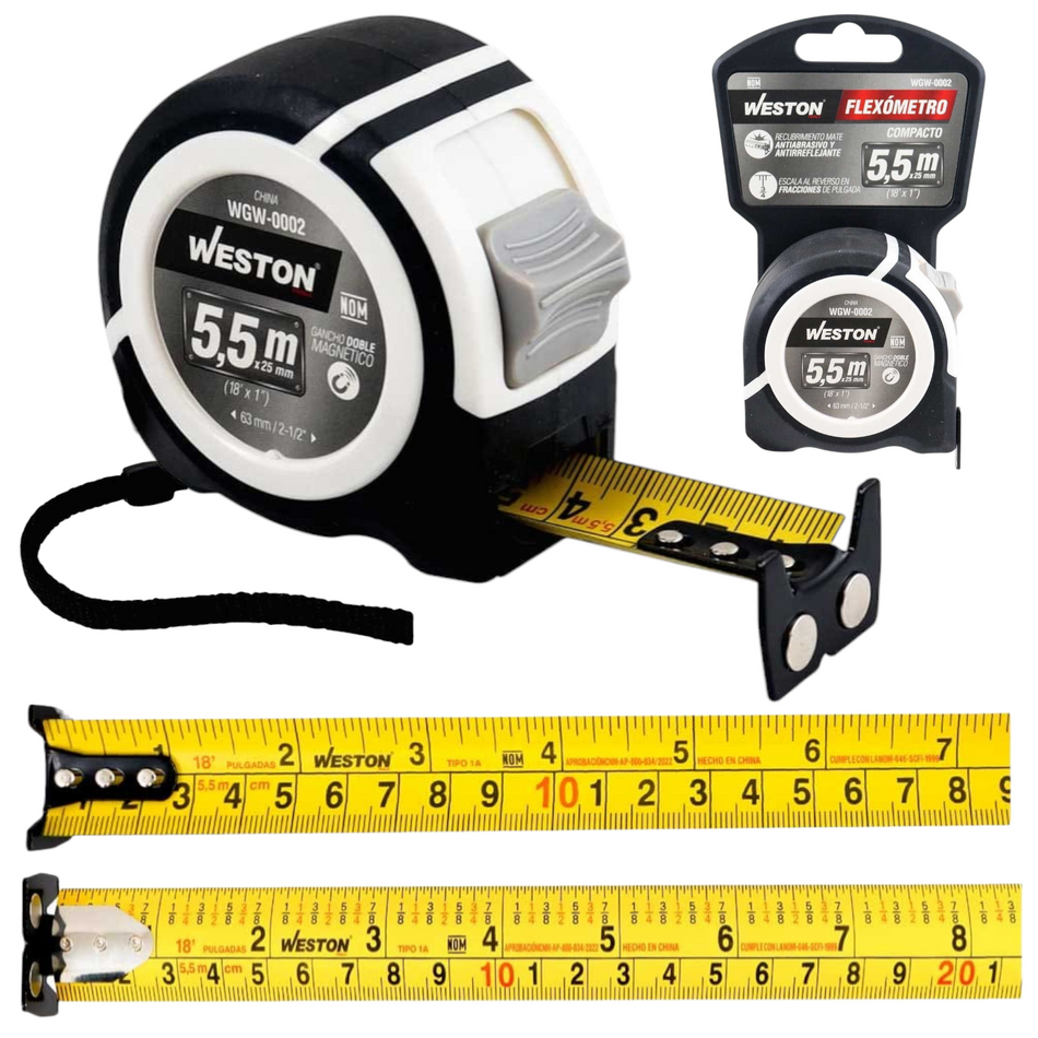 Flexometro De 5.5 Metros Magnetico 25mm Anti Impacto Weston WGW-0002