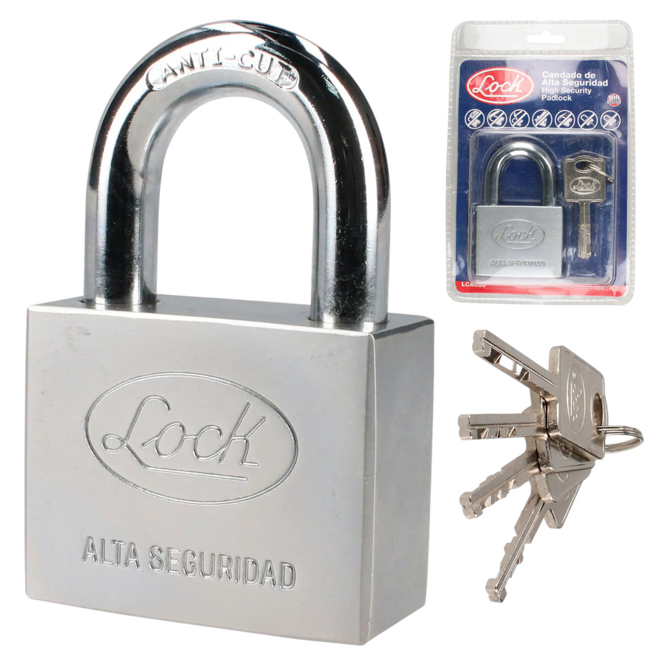 Candado De Alta Seguridad Anti Corte/Impacto 50mm Llave De Disco Lock LCAC50