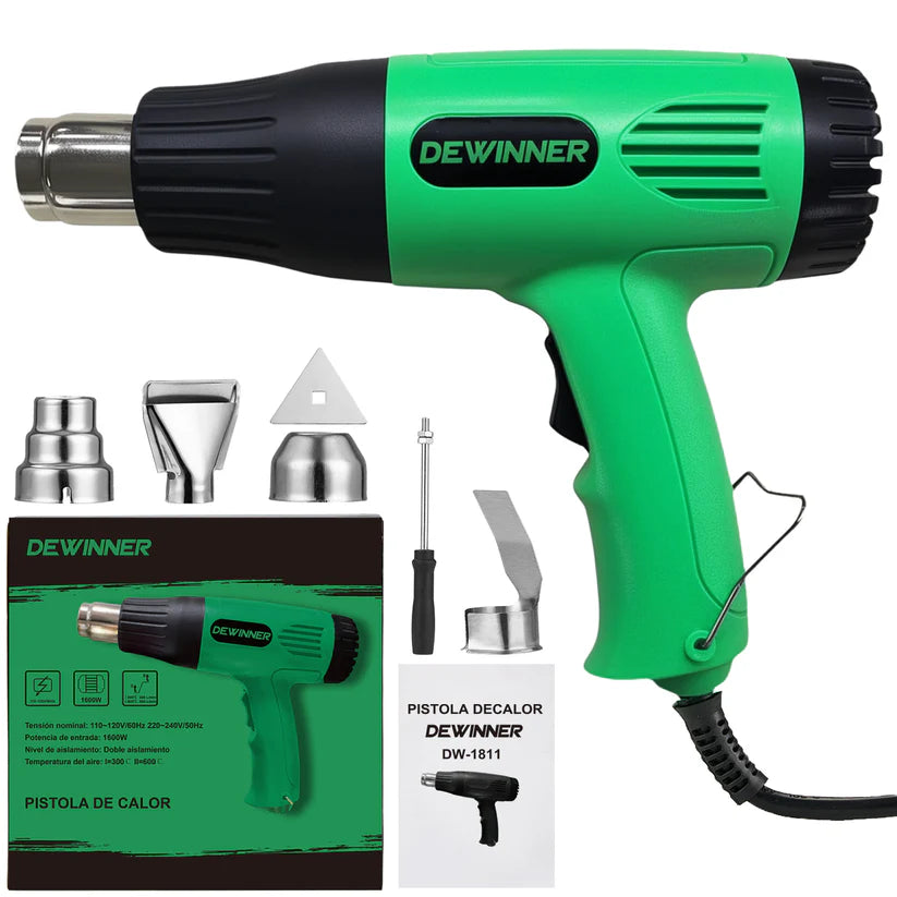 Pistola De Calor 1600W 4 Boquillas 300°C - 600°C Dewinner DW-1811
