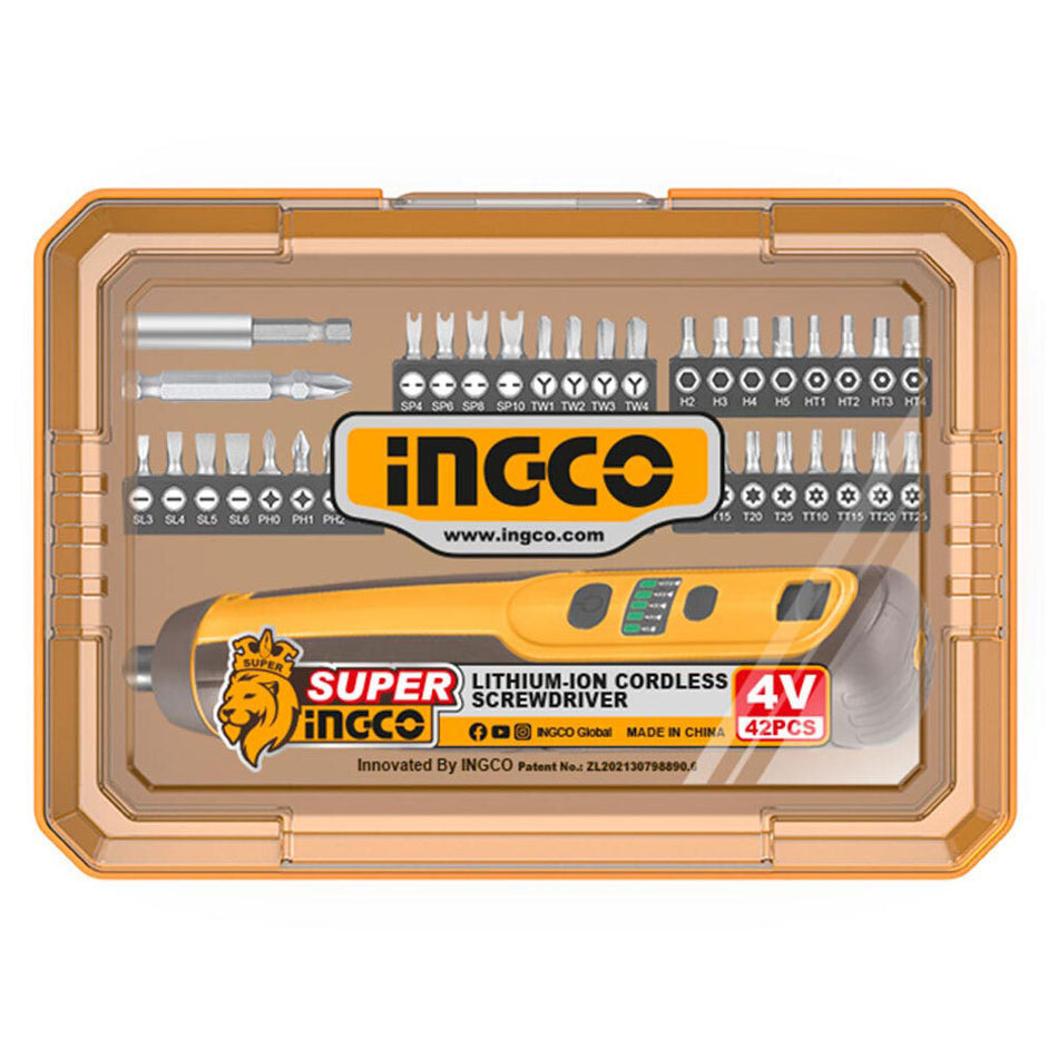 Atornillador Inalámbrico 1/4" 4V 40 Accesorios 5Nm Ingco CSDLI04062
