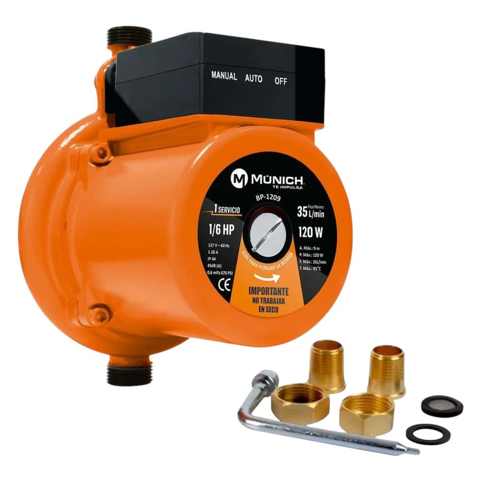 Bomba Presurizadora 1/3Hp 120W 1 Servicio Munich BP-1209