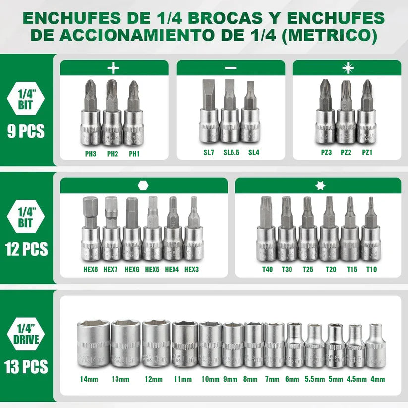 Juego de herramientas Autocle Mando 1/4" 46 piezas Dewinner DW-46JT
