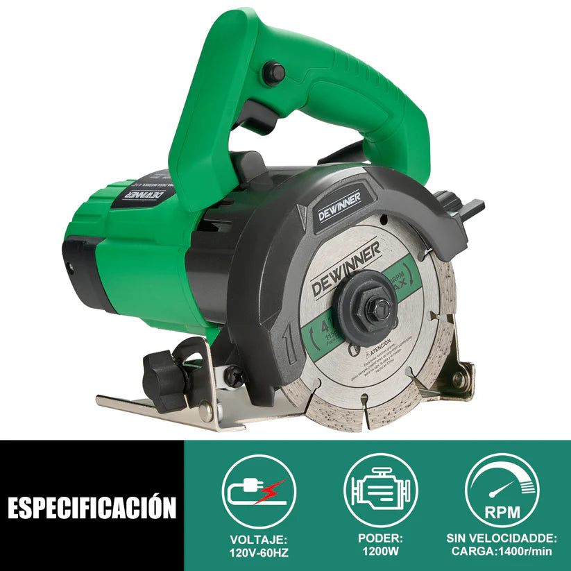 Cortadora Para Marmol 4-1/2" 1200w Corte a 45° Dewinner DWZ1E-GW2 115