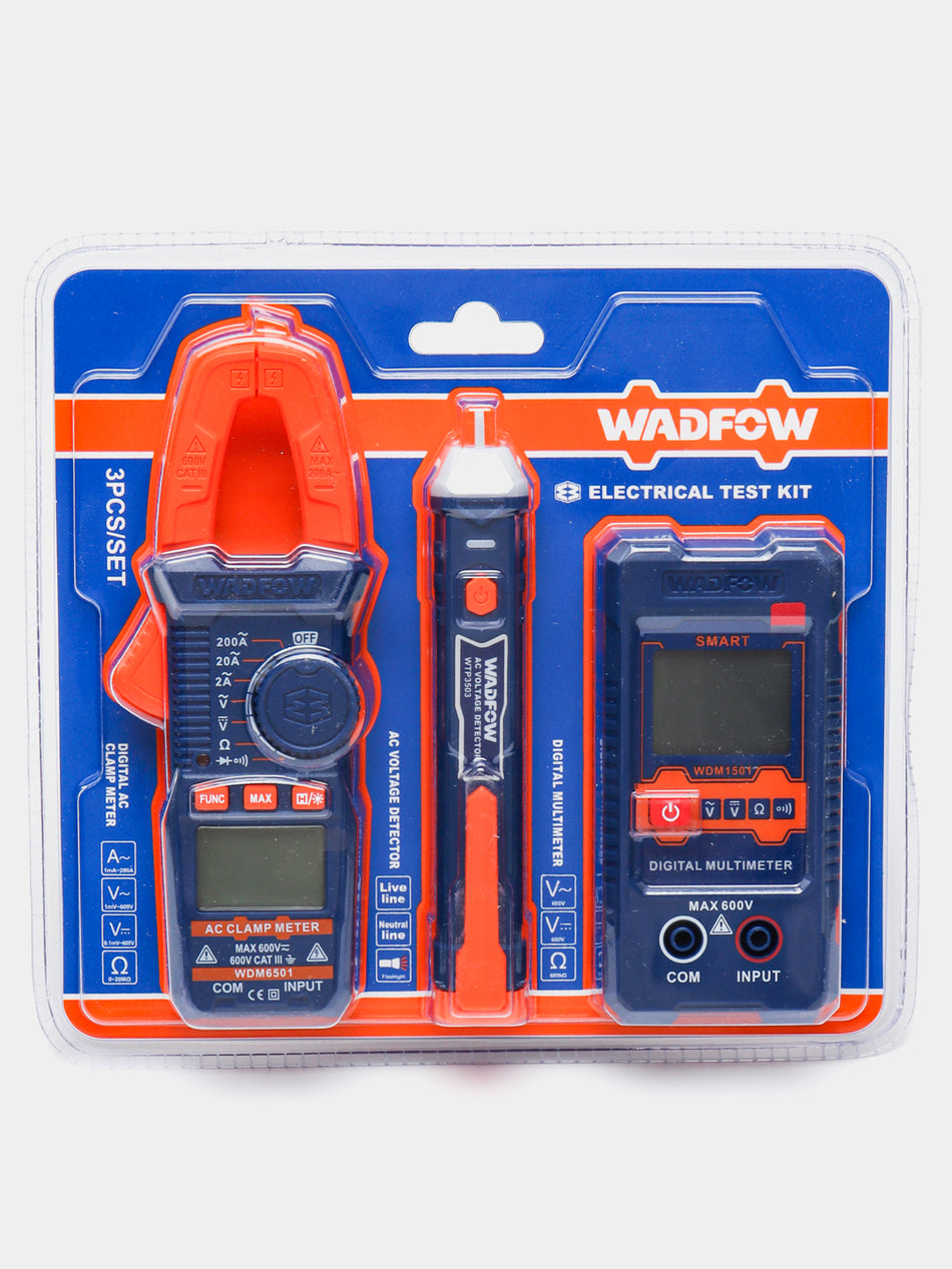 Kit De Prueba Eléctrica 3 PZ Multimetro Medidor De Voltaje Wadfow WDM94011