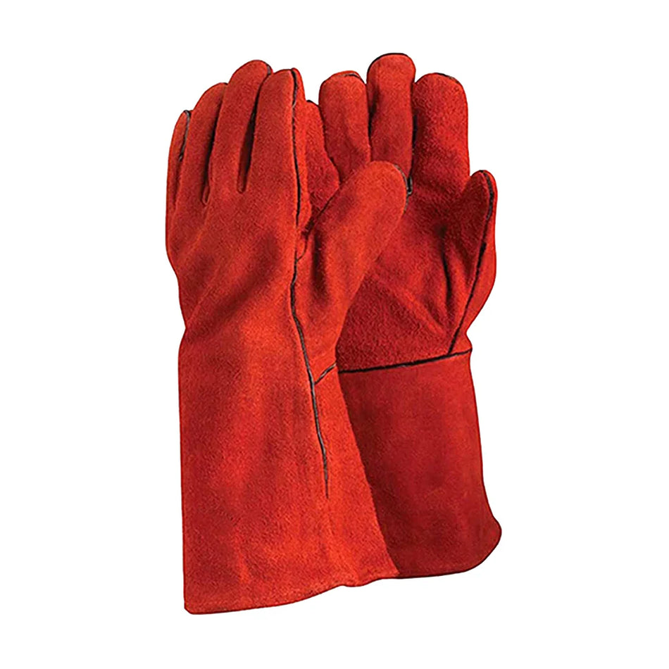 Guantes Para Soldador De Carnaza Rojo 14" Con Forro HIGH POWER GS-1003
