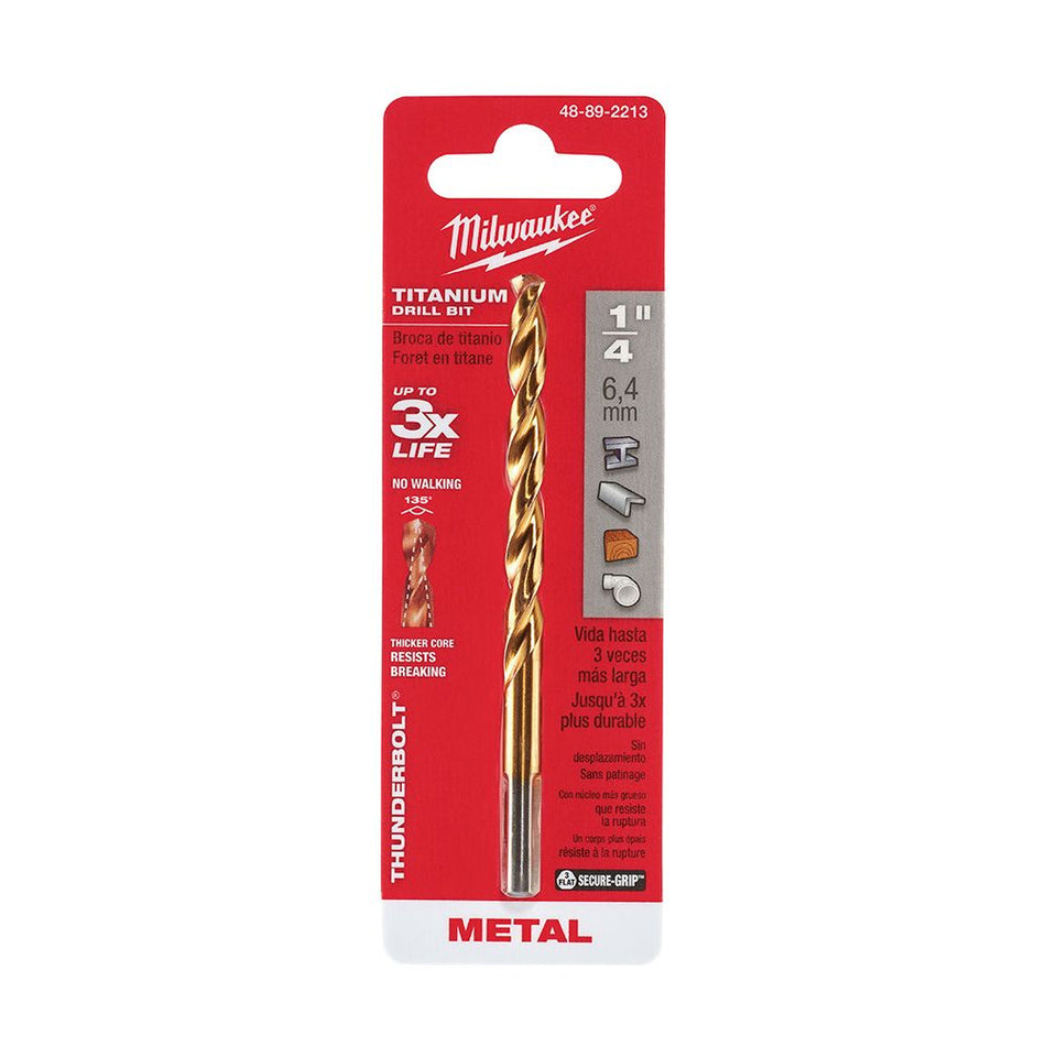 Broca De Titanio 1/4" Thunderbolt Milwaukee 48-89-2213