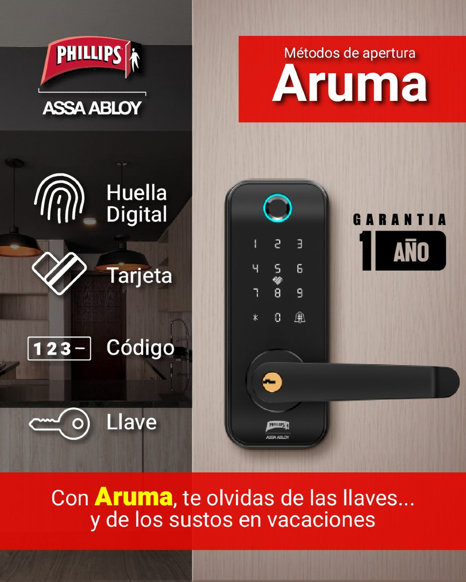 Cerradura Digital Chapa Electrónica Negro Mate Aruma Phillips MX83427