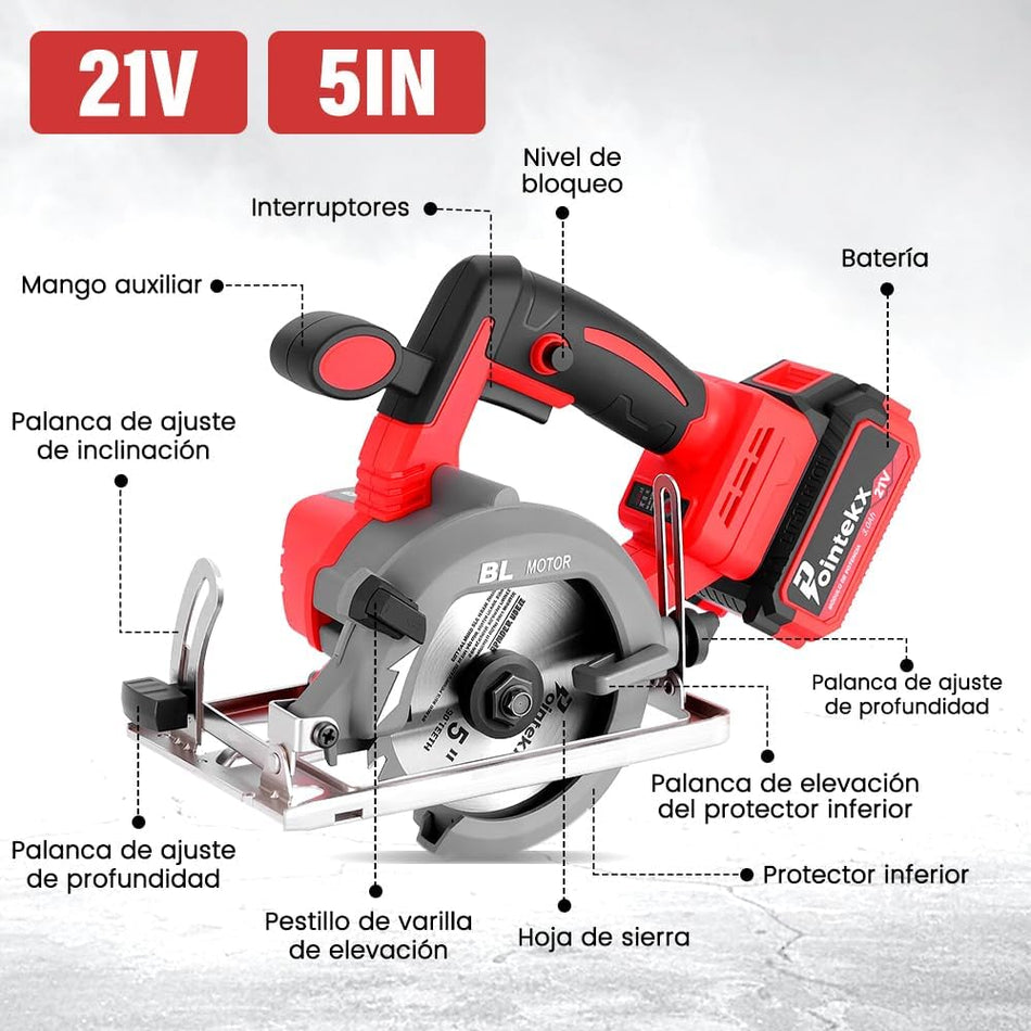 Sierra Circular Inalambrica Pointekx 5" 21V Brushless 3B4853