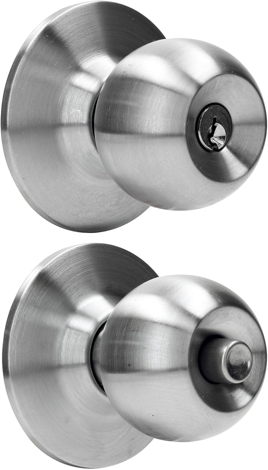 Cerradura Chapa Pomo Cilíndrico Tipo Bola Para Recamara Llave Inoxidable Prolok 19POP