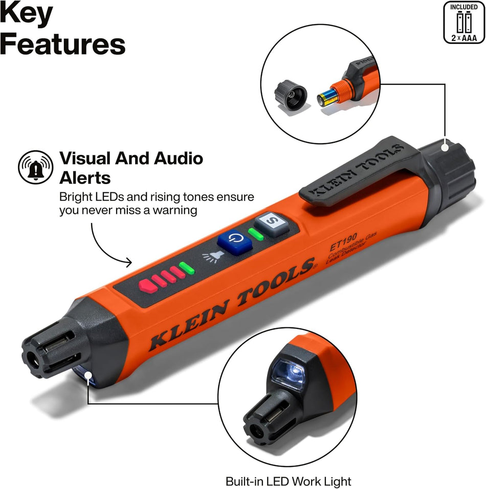 KLEIN TOOLS ET190 Detector Fugas De Gas Combustible