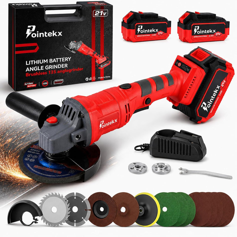 Esmeriladora Angular Inalámbrica Pointekx 4-1/2" 21V Brushless 3B5469