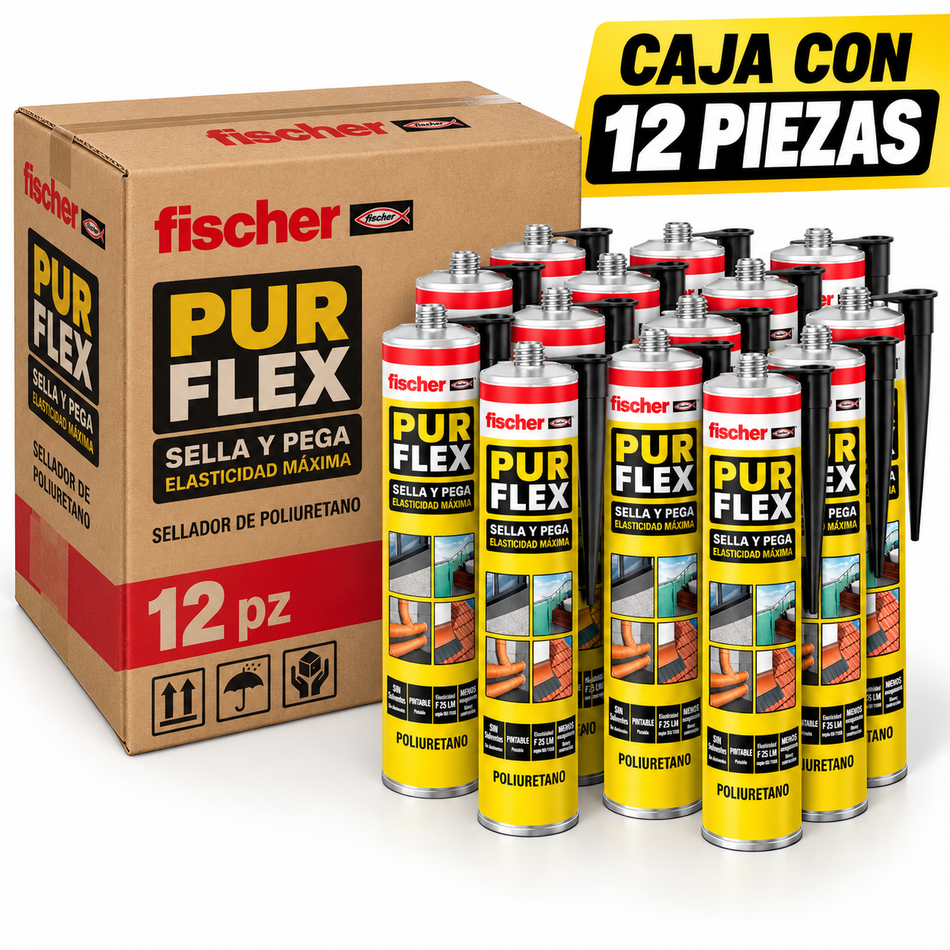 Sellador De Poliuretano Negro Fischer Purflex 300ml 545673 12pz