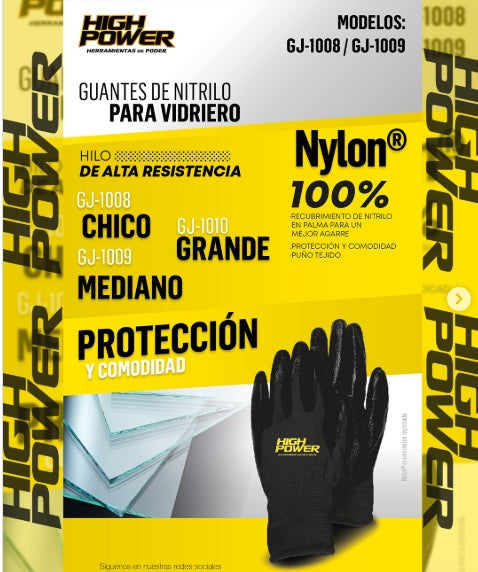 Guantes De Nitrilo Mediano HIGH POWER GJ-1009