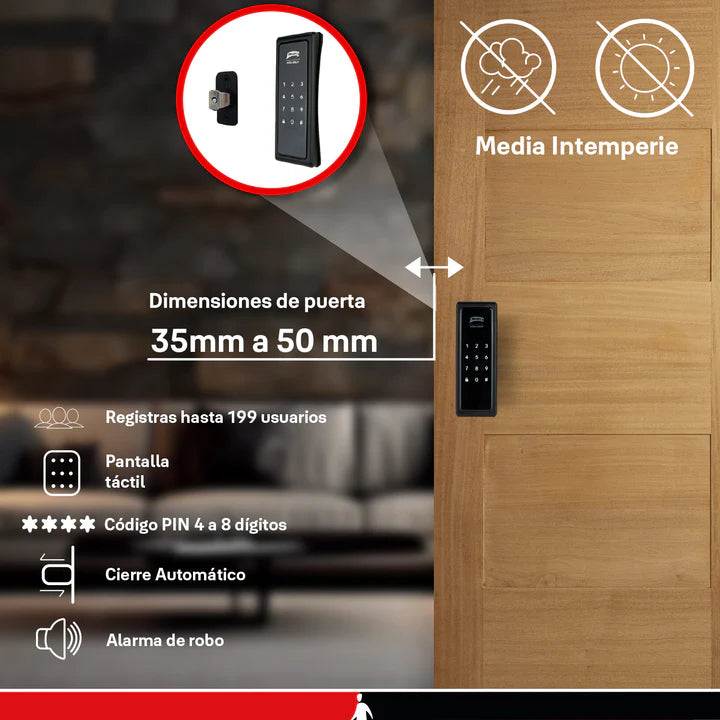Cerradura Digital Chapa Electrónica Negro Slim Phillips PCD140 MX7160