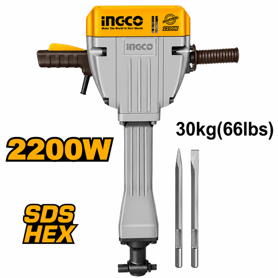 Martillo Demoledor Eléctrico Ingco UPDB22001 30Kg 2200W 75J