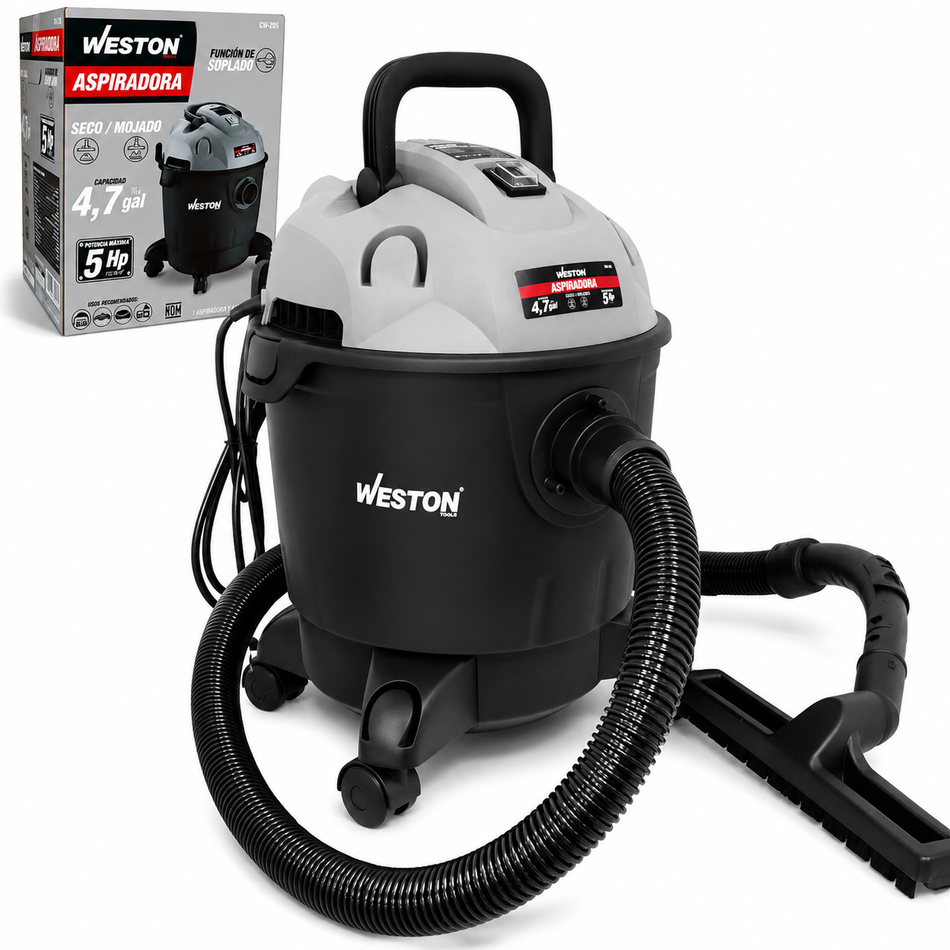 ASPIRADORA LIQUIDOS/SOLIDOS 18LT 5HP 4.7GAL 3,728W CW-225