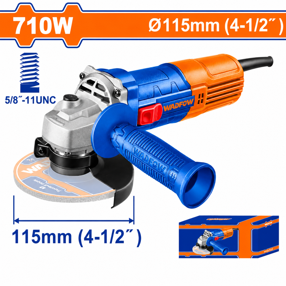 Esmeriladora Angular Wadfow UWAG15761 4-1/2" 710W 12000RPM