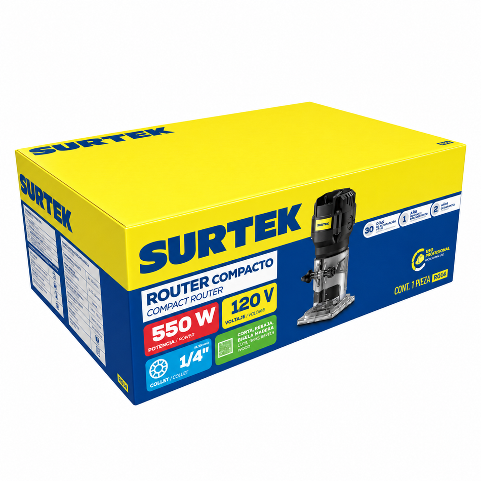 Router Para Madera Surtek R614 500W 1/4" 30000 RPM