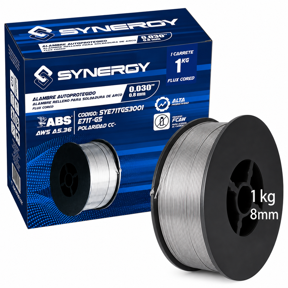Soldadura De Micralambre Sin Gas Flux Core 1Kg 0.030" 0.8mm Synergy SYE71TGS3001