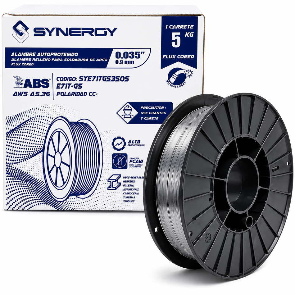 Soldadura De Micralambre Sin Gas Flux Core 5Kg 0.030" 0.8mm Synergy SYE71TGS3005