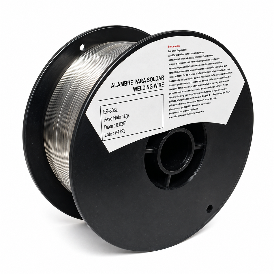 Soldadura De Micralambre Acero Inoxidable ER308L 1Kg 0.035" 0.9mm Solido Weld solutions