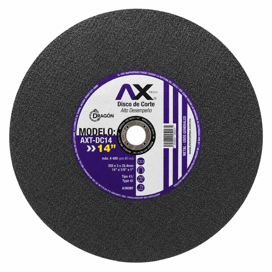 Axtech AXT-DC14 Disco De Corte Para Metal 14 Pulgadas 10Pz