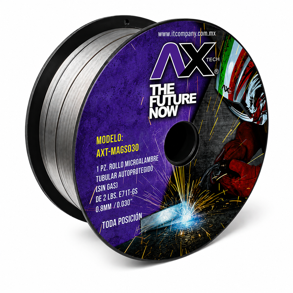 Axtech AXT-MAGS030 Soldadura De Micralambre Sin Gas Flux Core 1Kg 0.030" 0.8mm