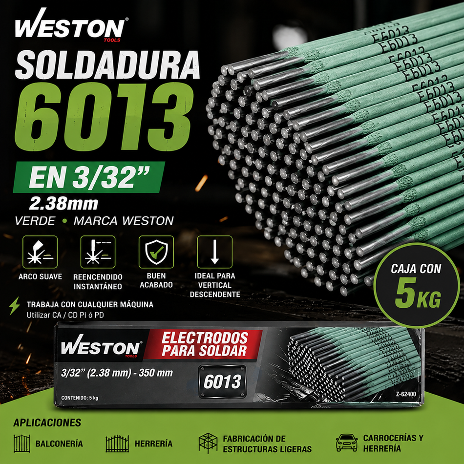 Soldadura Electrodo 6013 3/32" 5Kg Weston Z-62455