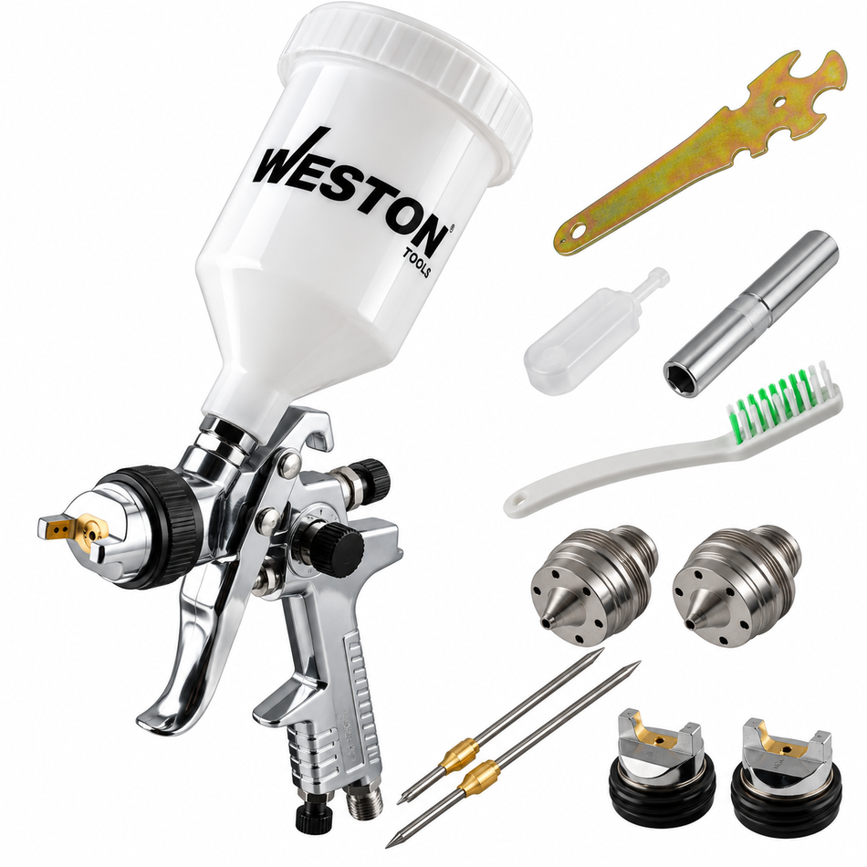 Pistola Para Pintar De Gravedad HVLP Vaso Plastico 600ML Weston W-70220