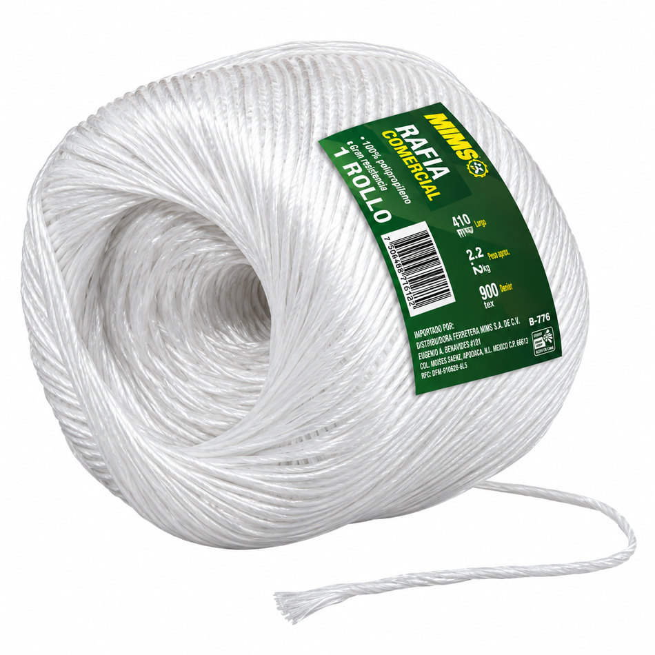 Rollo De Rafia Blanca 410M 900G Calibre 2,2Gm Mims B-776