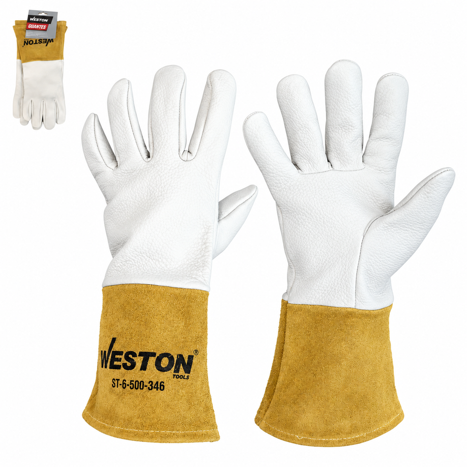 Guantes Para Soldar TIG Piel De Venado Suaves Largos Weston