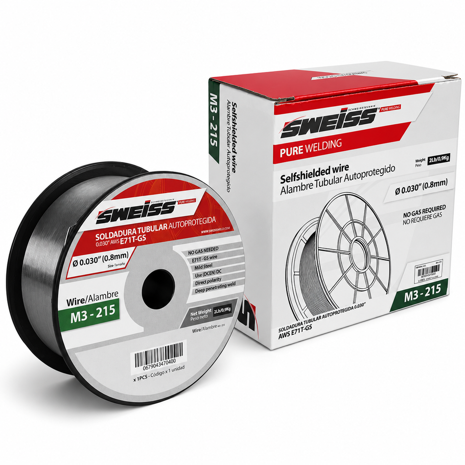 Soldadura De Micralambre Flux Core 1Kg 0.030" 0.8mm Sin Gas Sweiss M3-215