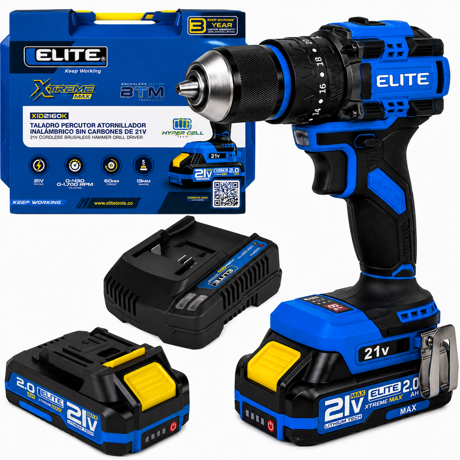 Rotomartillo Inalambrico Elite XID2160K 1/2" 21v 60Nm Brushless
