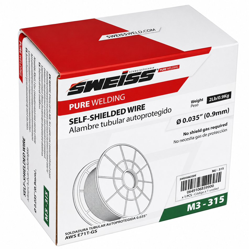 Soldadura De Micralambre Sin Gas Flux Core 1Kg 0.035" 0.9mm Sweiss M3-315