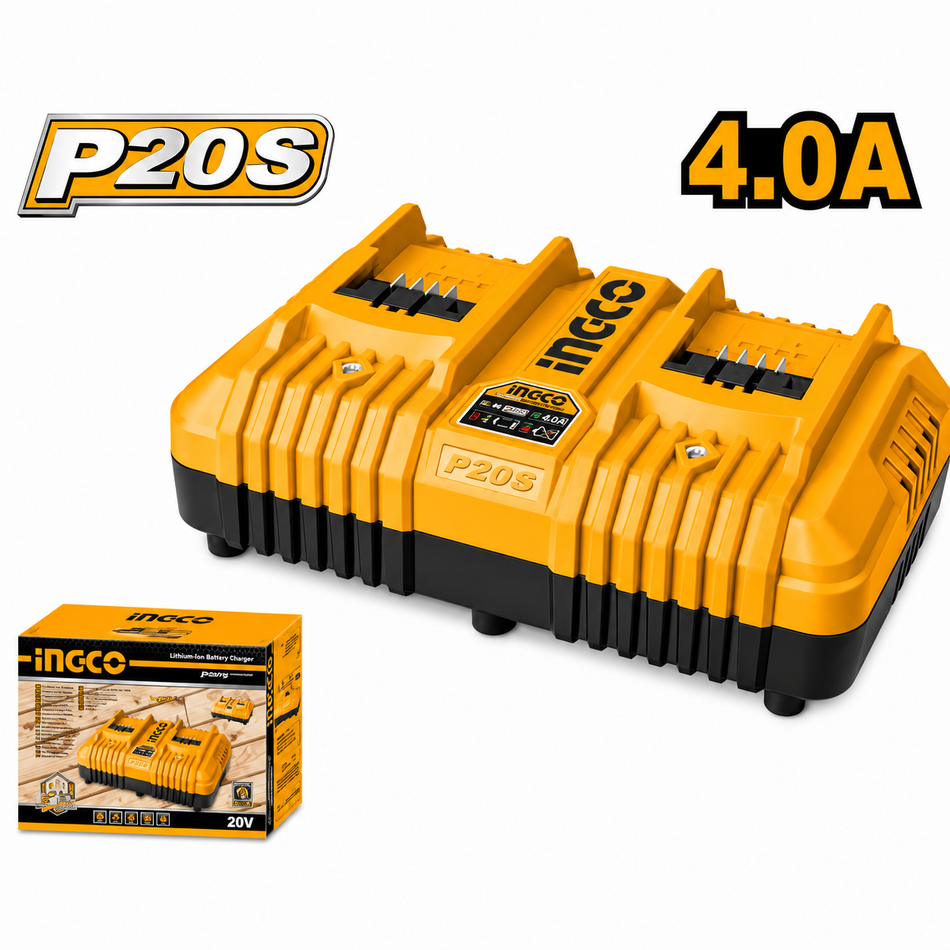 Cargador Rapido Para Herramientas Ingco Doble 20v 4A UFCLI2034
