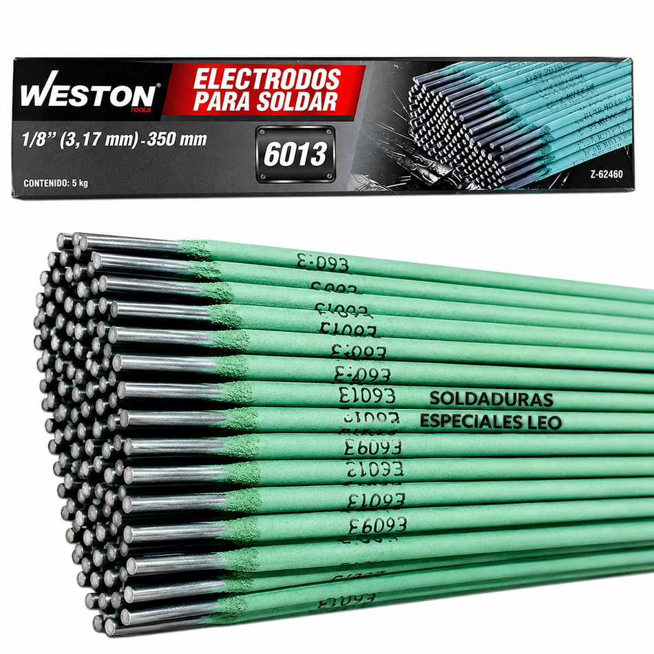 Soldadura 6013 1/8" Electrodo Verde 5Kg Weston Z-62460