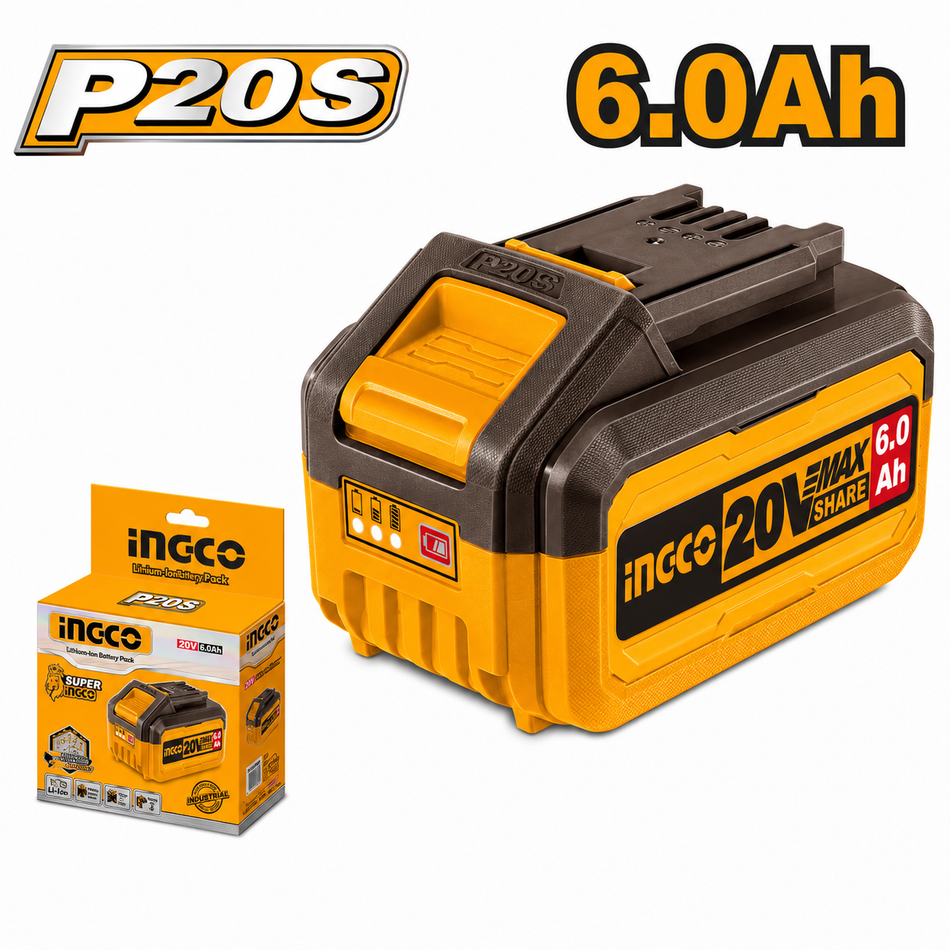 Batería Ingco 6.0Ah Li-ion 20V FBLI2060 P20S Litio Original