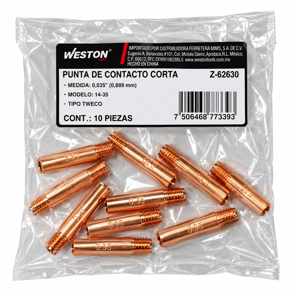 Punta De Contacto .035" Para Mig Tipo Tweco 14-35 10 Piezas Weston