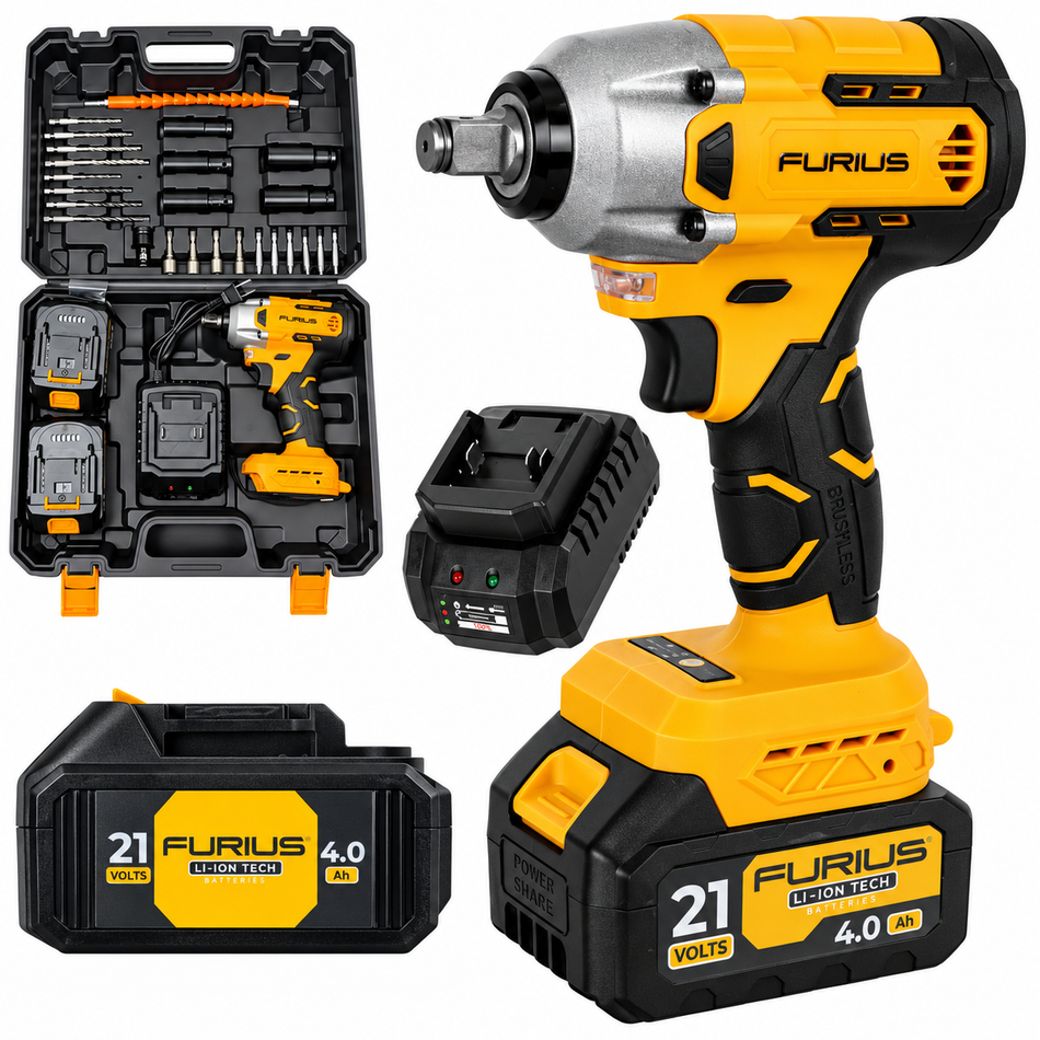 Llave De Impacto Inalambrica Furius FIW213K 1/2" 420Nm 21V Brushless