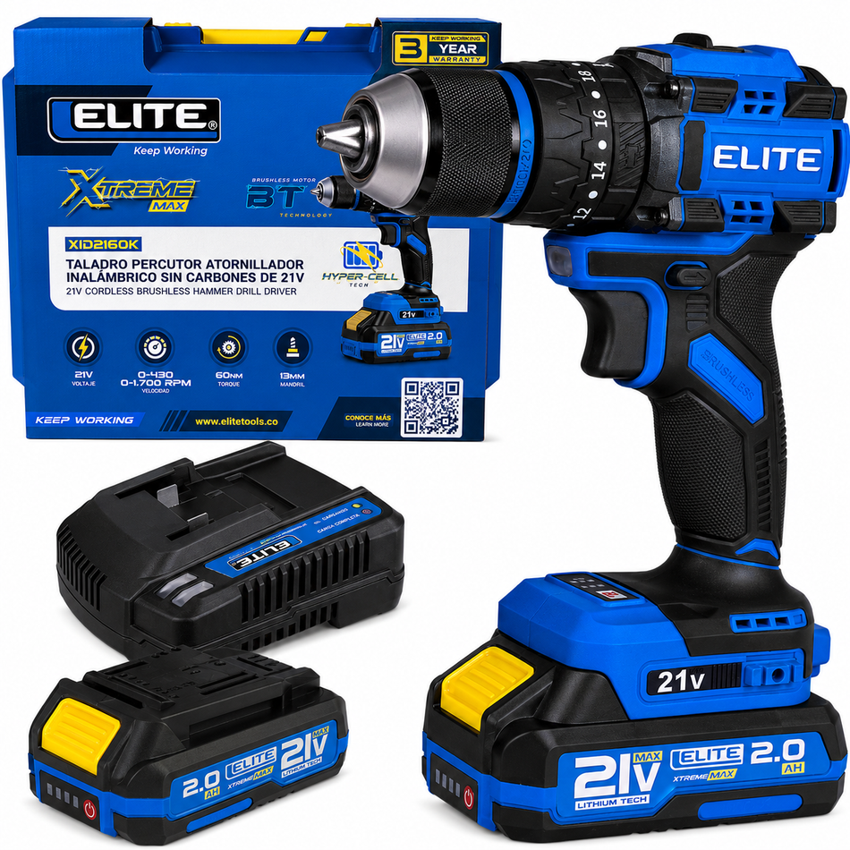 Rotomartillo Inalambrico 1/2" 21v 60Nm Brushless Elite XID2160K