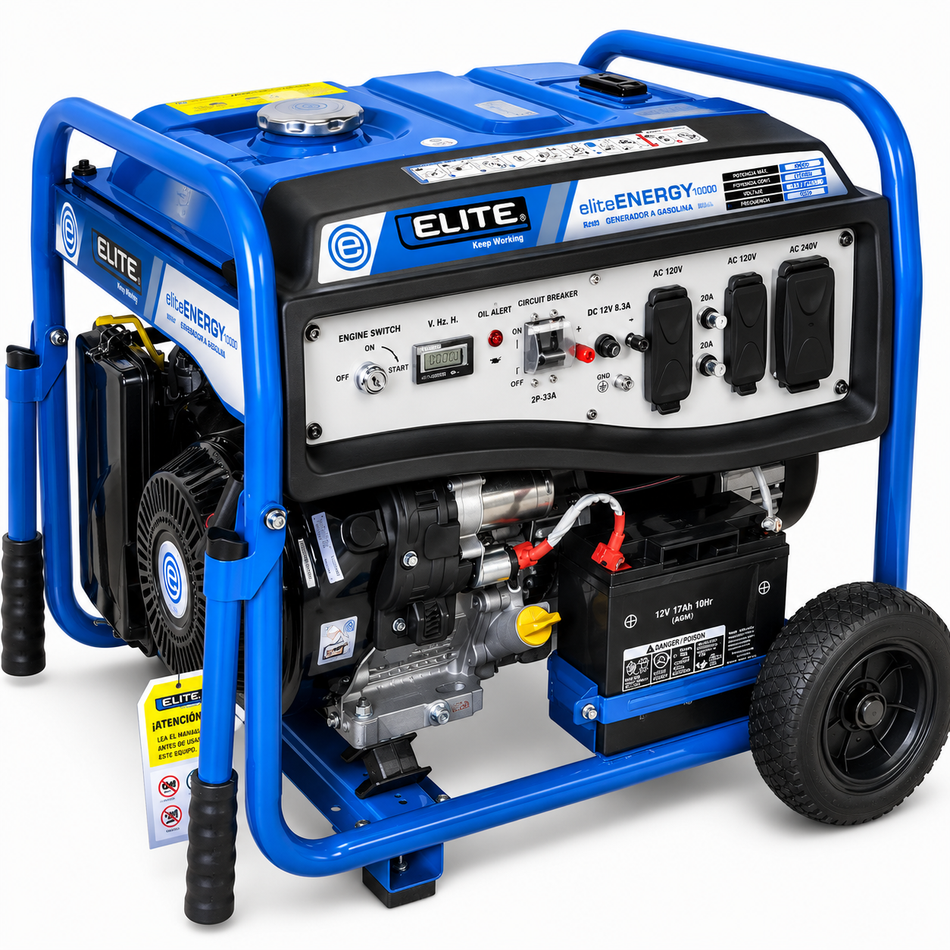 Planta Generador Eléctrico a Gasolina 9000W 25L 16Hp Elite 2G100